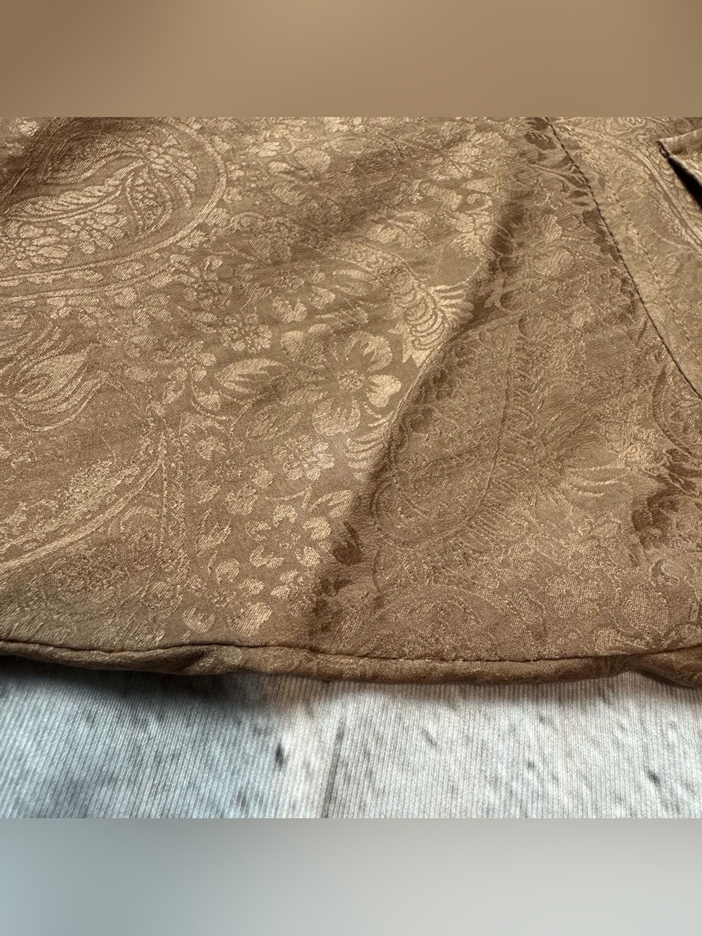 Vintage 80s Anna And Frank Light Brown Silk Blouse Floral Paisley Print Size M - Picture 8 of 8